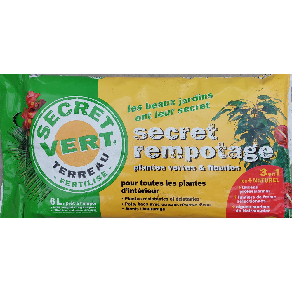 Terreau Rempotage Secret Vert 6 L Terreau Rempotage Secret Vert 6 L