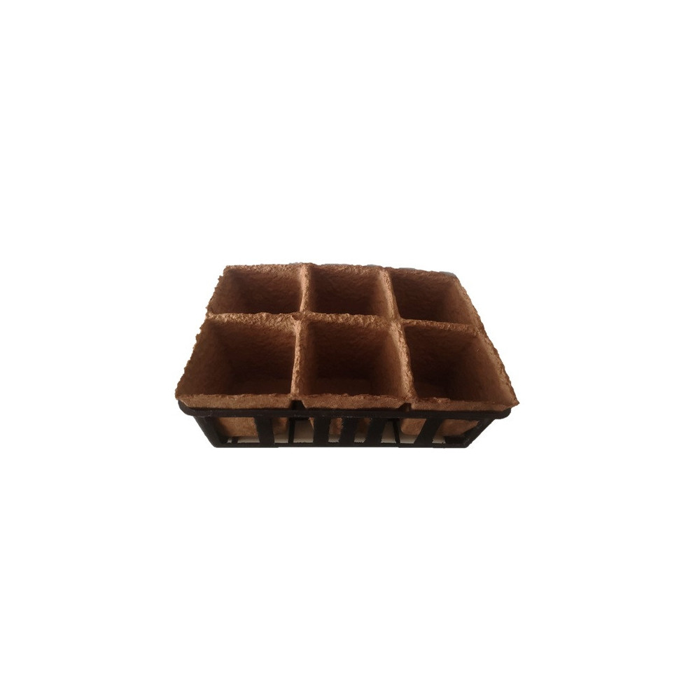 Pots Carrés Biodegradable 8x8x8 Par 6 Avec Clayette Pots Carrés Biodegradable 8x8x8 Par 6 Avec Clayette